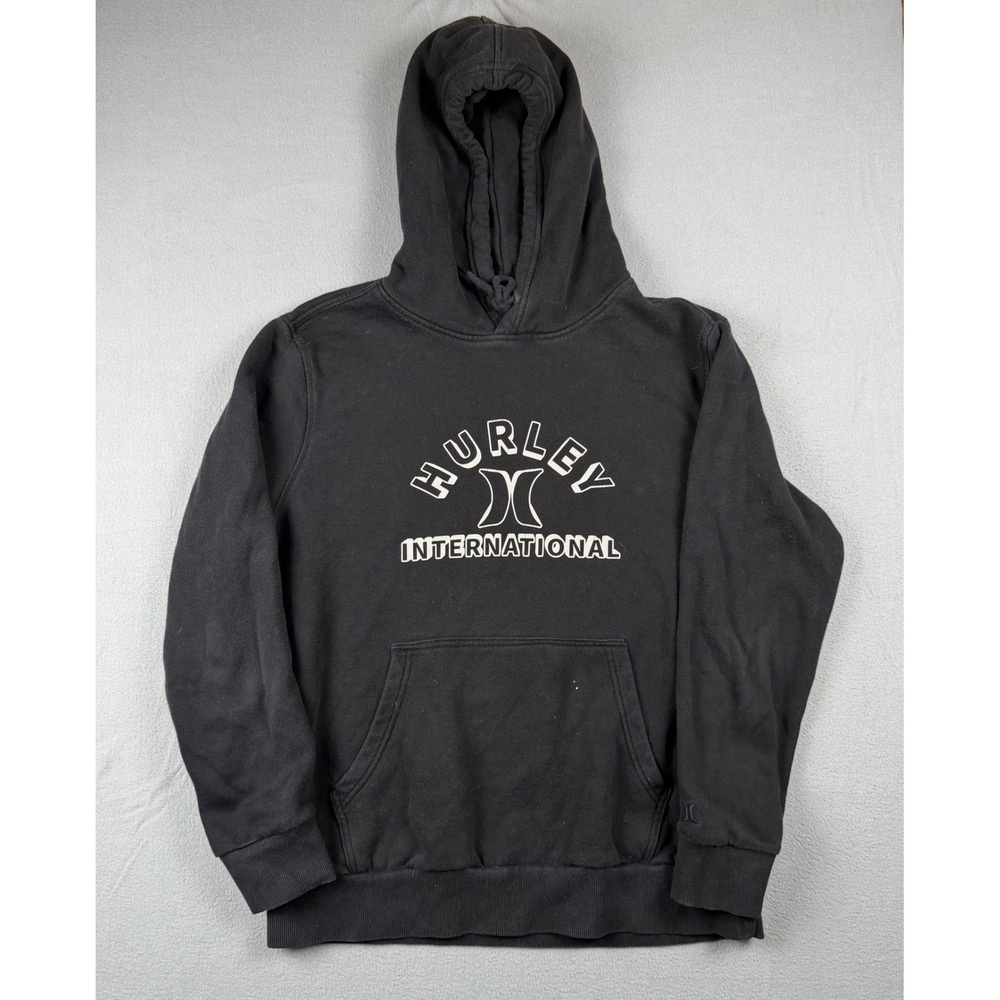Hurley International Mens Black Pullover Hoodie Graphic Sweatshirt M Grunge